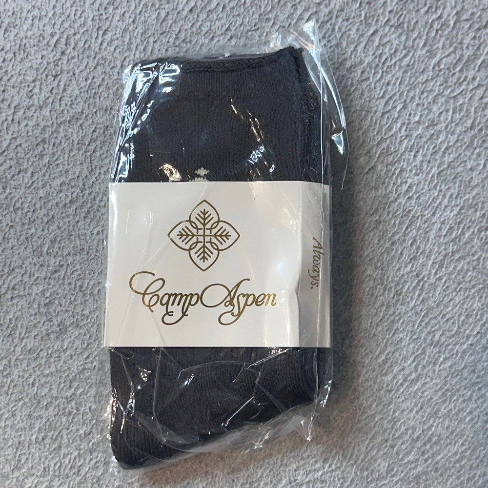 Camp Aspen Socks Unisex OS Black Cotton Blend Crew Ribbed Casual Everyday